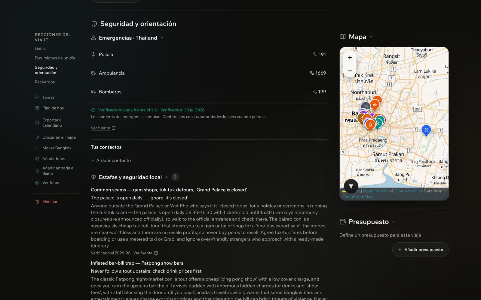Un panel de estafas y seguridad local para Bangkok con los timos más comunes, consejos y fuentes citadas.